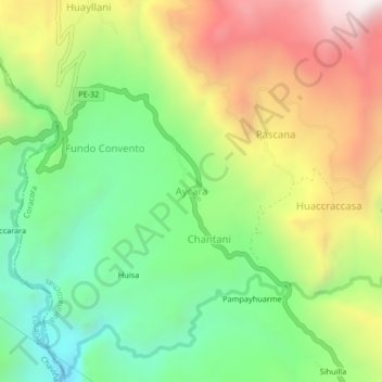 Mappa topografica Aycara, altitudine, rilievo