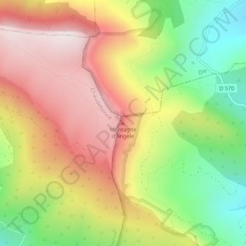Mappa topografica Montagne d'Angèle, altitudine, rilievo