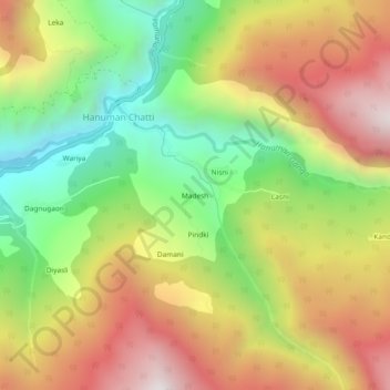 Mappa topografica Madesh, altitudine, rilievo