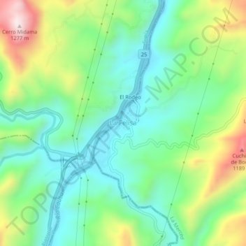 Mappa topografica La Felisa, altitudine, rilievo