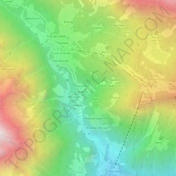Mappa topografica Vallascia, altitudine, rilievo
