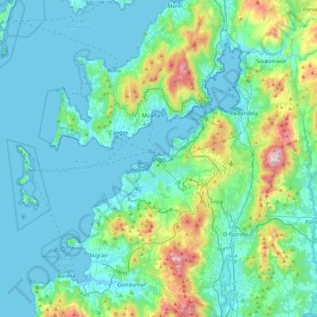 Mappa topografica Vigo, altitudine, rilievo