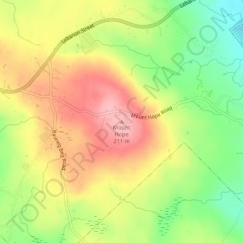 Mappa topografica Mount Hope, altitudine, rilievo