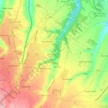 Mappa topografica Villa Carminiello, altitudine, rilievo