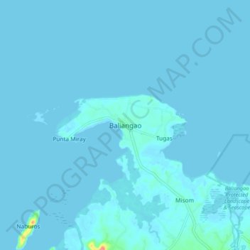 Mappa topografica Baliangao, altitudine, rilievo