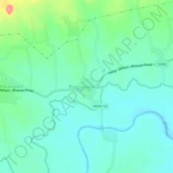Mappa topografica Bungalowpudur, altitudine, rilievo