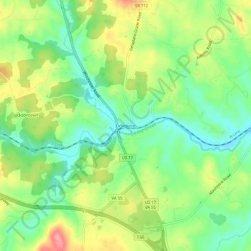 Mappa topografica Delaplane, altitudine, rilievo