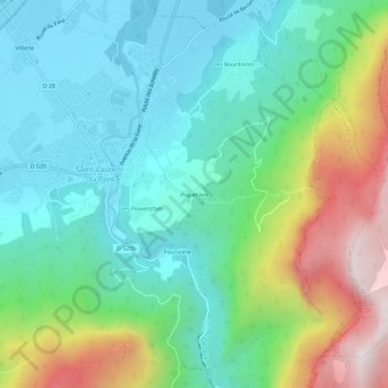 Mappa topografica Piquetière, altitudine, rilievo