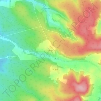 Mappa topografica Asvins, altitudine, rilievo