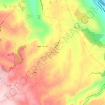 Mappa topografica Canale Nuovo, altitudine, rilievo