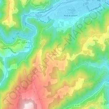 Mappa topografica Boyon, altitudine, rilievo