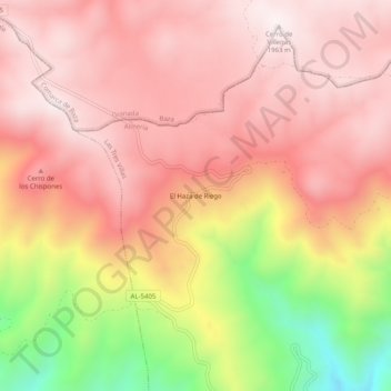 Mappa topografica El Haza de Riego, altitudine, rilievo