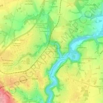Mappa topografica La Ville Goudelin, altitudine, rilievo