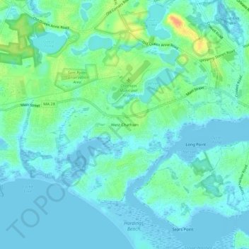 Mappa topografica West Chatham, altitudine, rilievo