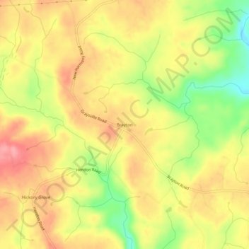 Mappa topografica Brayton, altitudine, rilievo