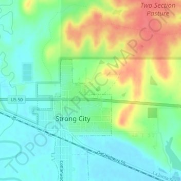Mappa topografica Flint Hills Rodeo Grounds, altitudine, rilievo