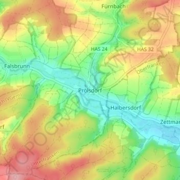 Mappa topografica Prölsdorf, altitudine, rilievo