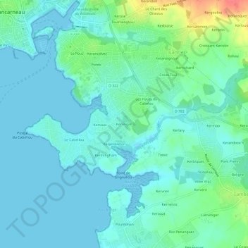 Mappa topografica Kerangall, altitudine, rilievo