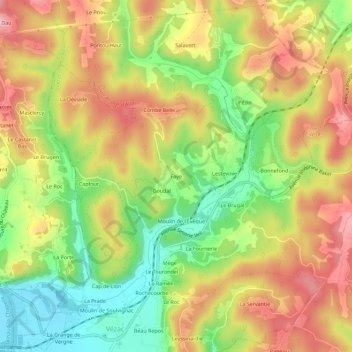 Mappa topografica Faye, altitudine, rilievo