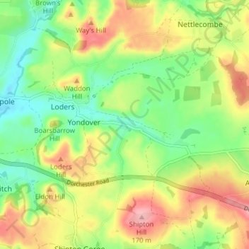 Mappa topografica Uploders, altitudine, rilievo