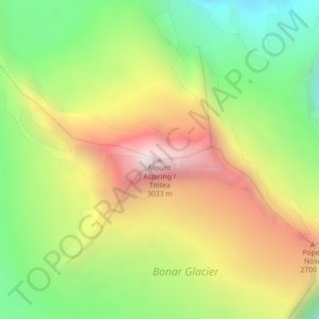 Mappa topografica Mount Aspiring, altitudine, rilievo