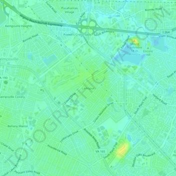 Mappa topografica Larkspur, altitudine, rilievo