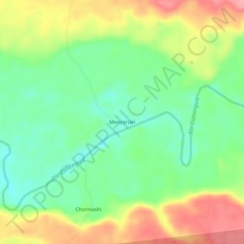 Mappa topografica Mencoriari, altitudine, rilievo