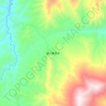 Mappa topografica 谦六彝族乡, altitudine, rilievo
