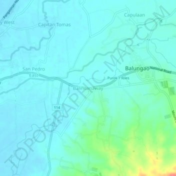 Mappa topografica Balincanaway, altitudine, rilievo