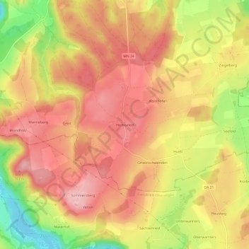 Mappa topografica Herbisried, altitudine, rilievo