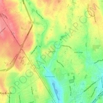 Mappa topografica Glenville, altitudine, rilievo
