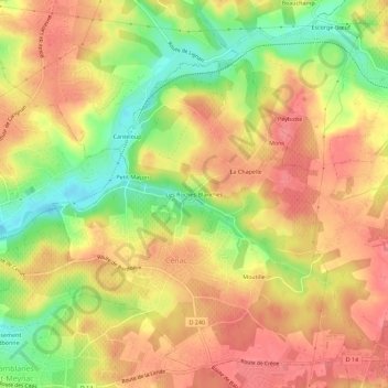 Mappa topografica Les Roches Blanches, altitudine, rilievo