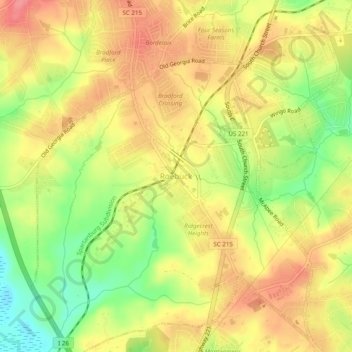 Mappa topografica Roebuck, altitudine, rilievo