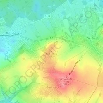 Mappa topografica Taubenberg, altitudine, rilievo