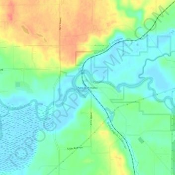 Mappa topografica New Richmond, altitudine, rilievo