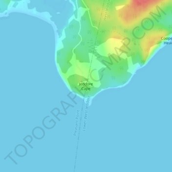 Mappa topografica Jeddore Cape, altitudine, rilievo