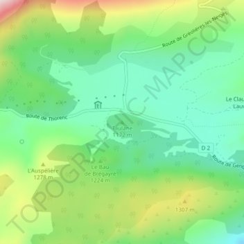 Mappa topografica Taulane, altitudine, rilievo