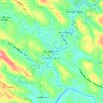 Mappa topografica Mannamplavu, altitudine, rilievo