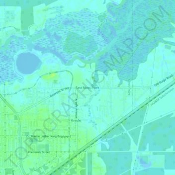 Mappa topografica East Moss Point, altitudine, rilievo