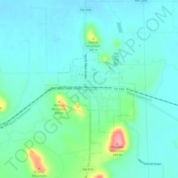 Mappa topografica Gordon, altitudine, rilievo