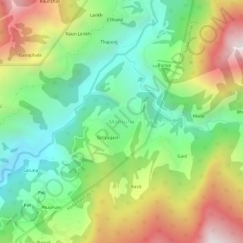 Mappa topografica Mansuna, altitudine, rilievo