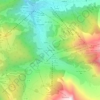 Mappa topografica Les Converses, altitudine, rilievo