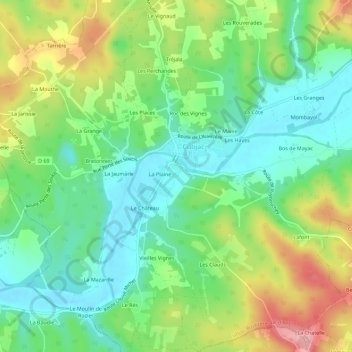 Mappa topografica Rodas, altitudine, rilievo