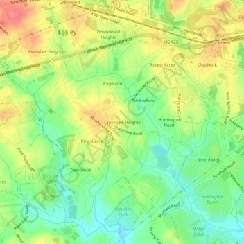 Mappa topografica Crestview Heights, altitudine, rilievo