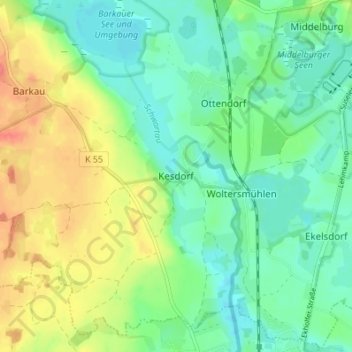 Mappa topografica Kesdorf, altitudine, rilievo
