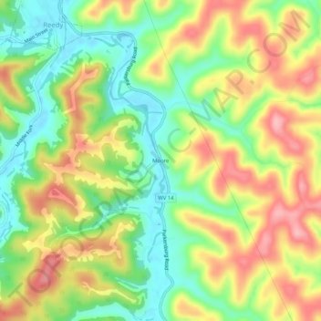 Mappa topografica Moore, altitudine, rilievo