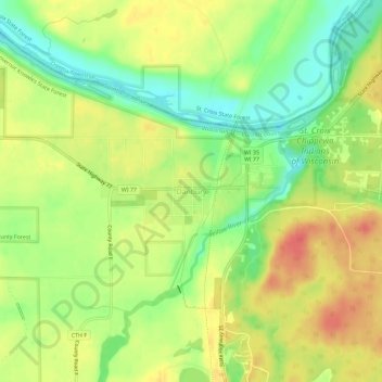 Mappa topografica Danbury, altitudine, rilievo