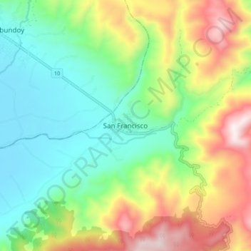Mappa topografica San Francisco, altitudine, rilievo