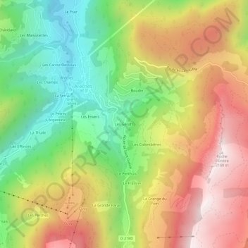 Mappa topografica Les Gèrats, altitudine, rilievo