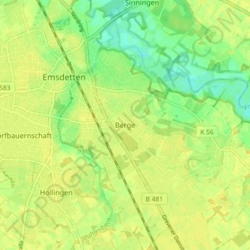 Mappa topografica Berge, altitudine, rilievo